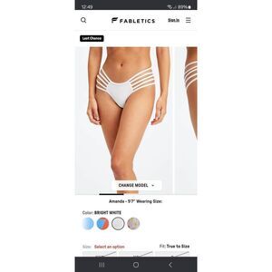 New XS Fabletics White NOA High Waist Strappy Cheeky Thong Bikini Swim Bottoms